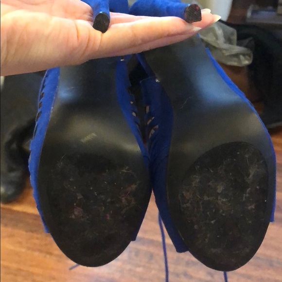 Blue Lace Up Heels - Picture 3 of 4